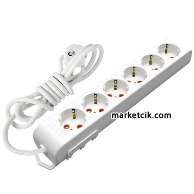Mutlusan Ri-tech 6lı Topraklı Grup Priz 2 Metre Çocuk Korumalı