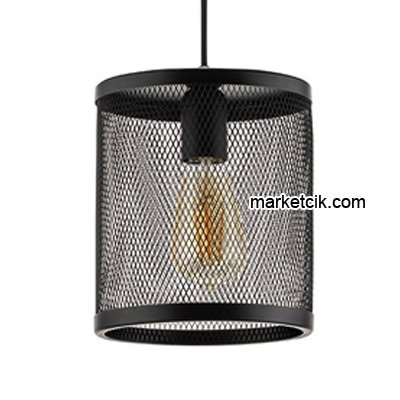 Cata CT-8315 Izgaralı Dekoratif Siyah Retro Sarkıt Avize, Tekli Modern Avize
