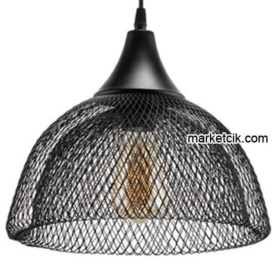 Cata CT-8310 Izgaralı Dekoratif Siyah Retro Sarkıt Avize, Tekli Modern Avize
