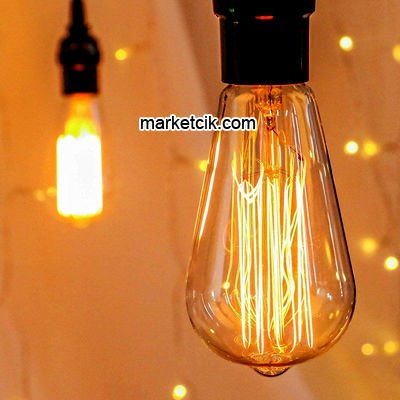 Edison Flemanlı Dekoratif Rustik Ampul 60 Watt E27 Duy, ST64 Oval Armut Ampul Modeli