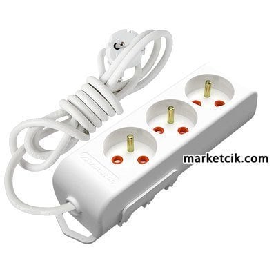 Mutlusan Ri-tech UPS 3lü Topraklı Grup Priz 2 Metre Çocuk Korumalı