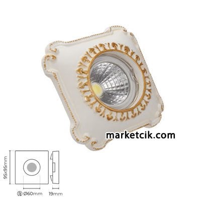 Marketcik MR3053 Sıva Altı Dekoratif Porselen Led Spot Armatür Beyaz-Günışığı Işık