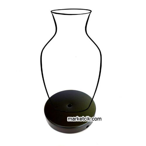 Marketcik Seramik Vazo Masa Lambası İçin Siyah Metal Tabanlık 12-15-20 cm
