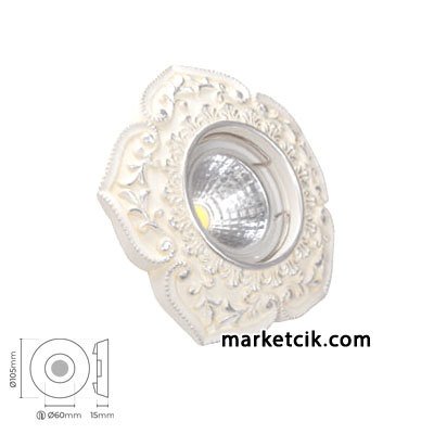Marketcik MR3015 Sıva Altı Dekoratif Porselen Led Spot Armatür Beyaz-Günışığı Işık