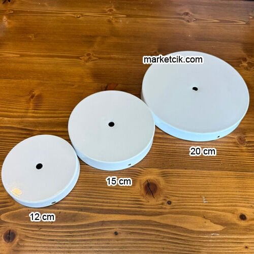 Marketcik Seramik Vazo Masa Lambası İçin Beyaz Metal Tabanlık 12-15-20 cm