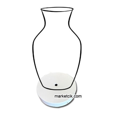 Marketcik Seramik Vazo Masa Lambası İçin Beyaz Metal Tabanlık 12-15-20 cm