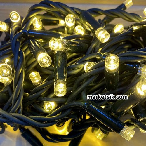 Marketcik 10 Metre Dış Mekan Ağaç Işıklandırma Sabit-Çakarlı Led Işık Yeşil Kablo