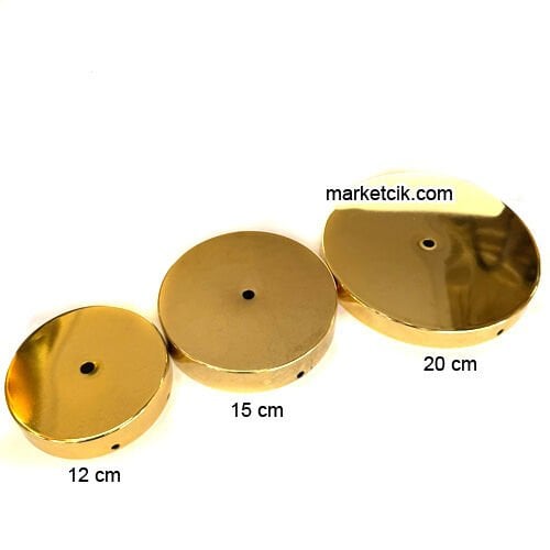 Marketcik Seramik Vazo Masa Lambası İçin Parlak Sarı Metal Tabanlık 12-15-20 cm