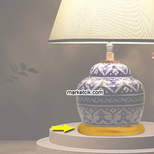 Marketcik Seramik Vazo Masa Lambası İçin Parlak Sarı Metal Tabanlık 12-15-20 cm
