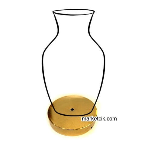 Marketcik Seramik Vazo Masa Lambası İçin Parlak Sarı Metal Tabanlık 12-15-20 cm