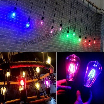 Edison Dekoratif Kırmızı Led Rustik Ampul 4 Watt E27 Duy, ST64 Oval Armut Ampul Modeli