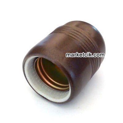 Marketcik Dekoratif E27 Kahverengi Metal Porselen Duy, Standart Avize Ampul Abajur Duyu