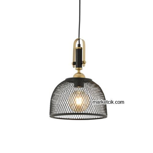 Marketcik RTA111 Dekoratif Kafesli Siyah Tekli Retro Modern Sarkıt Avize