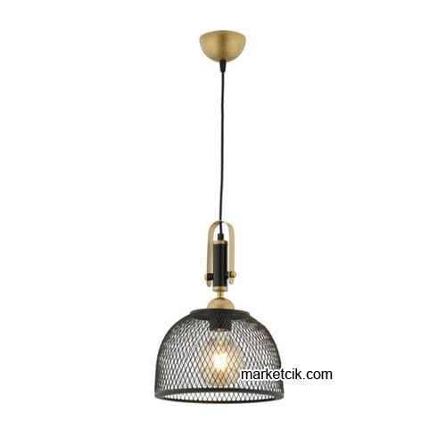 Marketcik RTA111 Dekoratif Kafesli Siyah Tekli Retro Modern Sarkıt Avize