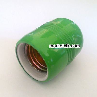 Marketcik Dekoratif E27 Yeşil Metal Porselen Duy, Standart Avize Ampul Abajur Duyu