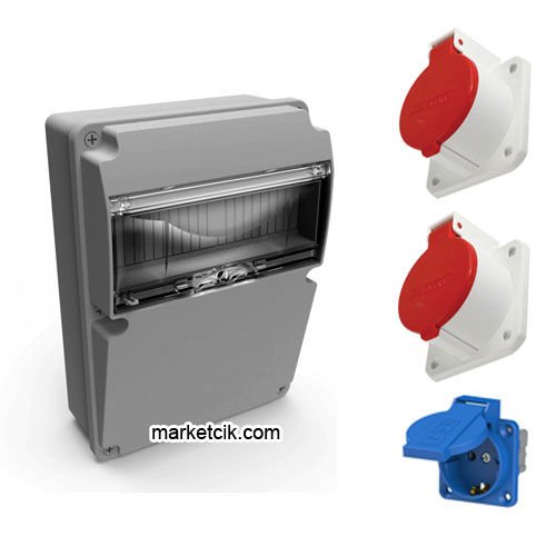 Mutlusan 225x311x132 mm Kombinasyon Kutusu 1Adet Monofaze Pano Priz+2Adet 3x16-25A Trifaze Makina Priz