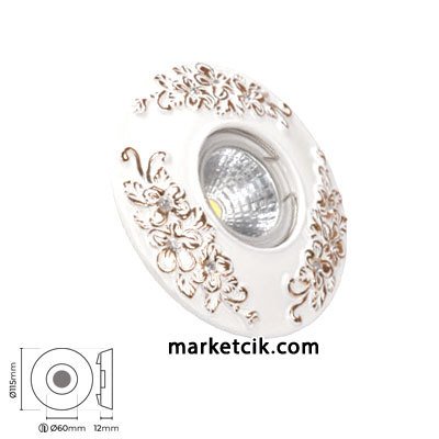 Marketcik MR3018 Sıva Altı Dekoratif Porselen Led Spot Armatür Beyaz-Günışığı Işık