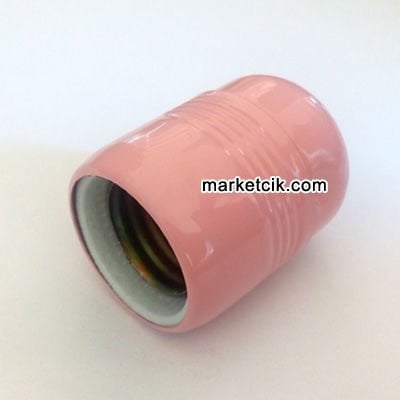 Marketcik Dekoratif E27 Pembe Metal Porselen Duy, Standart Avize Ampul Abajur Duyu