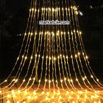 2x2 Metre İç Mekan Akar Led Perde, Dekoratif Led Yılbaşı Aydınlatma, Sarı-Beyaz-Mavi-Kırmızı Işık