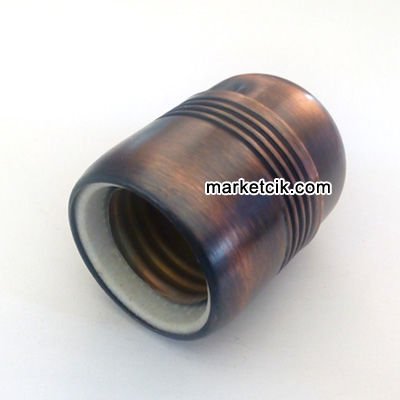 Marketcik Dekoratif E27 Bakır Eskitme Metal Porselen Duy, Standart Avize Ampul Abajur Duyu