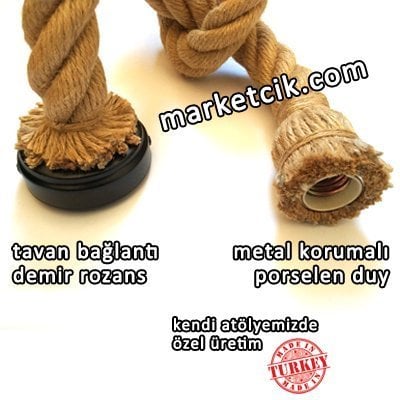 1 Metre Duylu ve Rozanslı 3cm Dekoratif Halat Sarkıt Avize