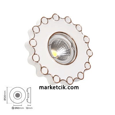 Marketcik MR3027 Sıva Altı Dekoratif Porselen Led Spot Armatür Beyaz-Günışığı Işık Spot+Duy+Beyaz Işık Ampul