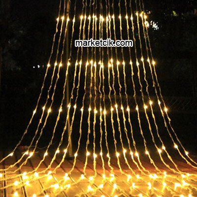 1x1,5 Metre İç Mekan Akar Led Perde, Dekoratif Led Yılbaşı Aydınlatma, Sarı-Beyaz-RGB Işık Beyaz Işık