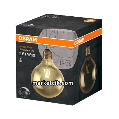 Osram Vintage Edison Dekoratif 6.5 Watt Led G120 Glop Ampul E27 Duy (51 Watt) Dim Edilebilir, EDITION 1906