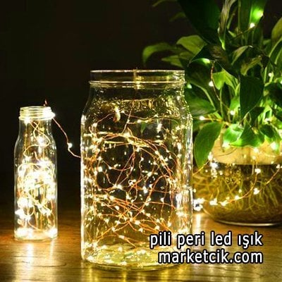İç Mekan Pilli 5 Metre Telli Peri Led Aydınlatma Işığı Beyaz Işık