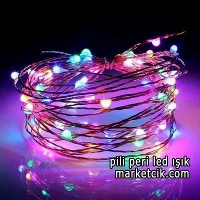 İç Mekan 3 Metre Telli Peri Led Aydınlatma Işığı Pilli 20 RGB Renkli Işık