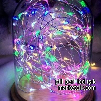İç Mekan 3 Metre Telli Peri Led Aydınlatma Işığı Pilli 20 RGB Renkli Işık