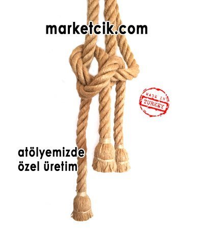 Dekoratif 3 lü Orjinal Jut Halatlı Dekoratif Halat Sarkıt Avize, Kancaya Takılan Rozanslı