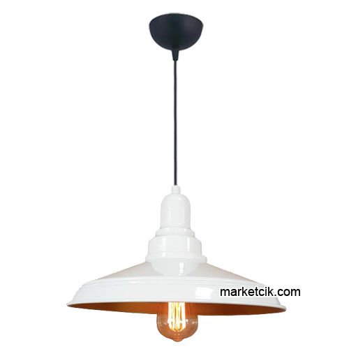 Marketcik RT82 Dekoratif Beyaz Retro Sarkıt Avize, Tekli Modern Avize