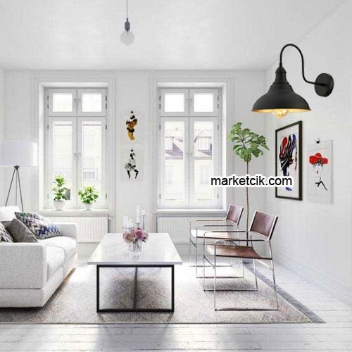 Marketcik RTA101 Dekoratif Siyah Retro Modern Duvar Aplik
