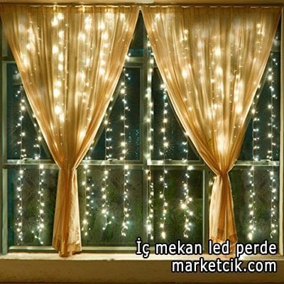 2,40x1 Metre İç Mekan Led Perde, Söz-Nişan-Kına Işıkları Sarı-Beyaz Işık