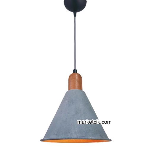 Marketcik RT83 Dekoratif Beton Rengi Retro Sarkıt Avize, Tekli Modern Avize