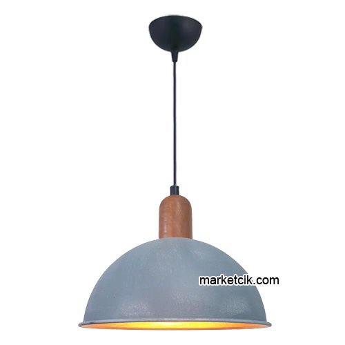 Marketcik RT84 Dekoratif Beton Rengi Retro Sarkıt Avize, Tekli Modern Avize