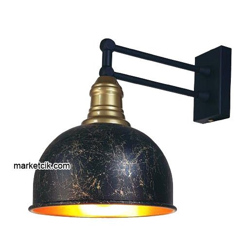 Marketcik AP30 Dekoratif Siyah Retro Modern Duvar Aplik