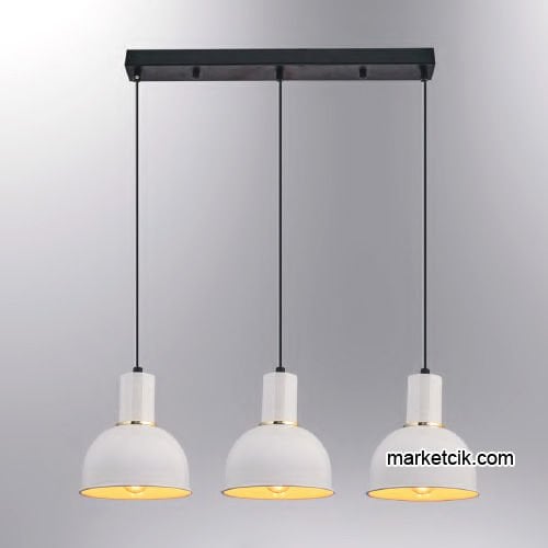 Marketcik SRL1 Dekoratif Beyaz Üçlü Retro Modern Sarkıt Avize