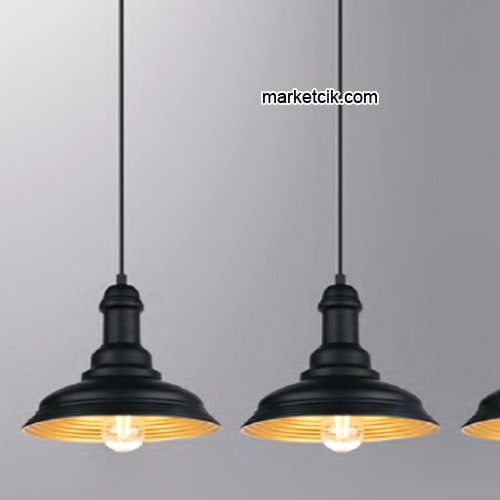 Marketcik SRL2 Dekoratif Siyah Üçlü Retro Modern Sarkıt Avize