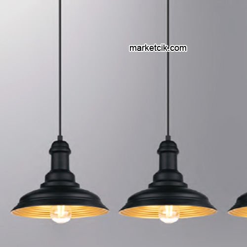 Marketcik SRL2 Dekoratif Siyah Üçlü Retro Modern Sarkıt Avize