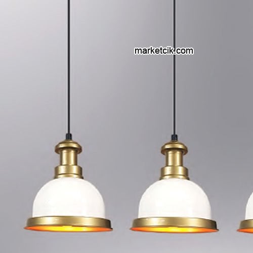 Marketcik SRL3 Dekoratif Beyaz Üçlü Retro Modern Sarkıt Avize