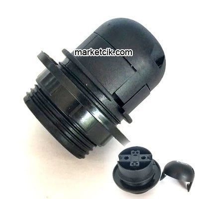 Marketcik E27 Siyah Yarım Dişli Rondelalı Geçmeli Duy