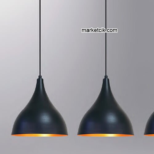 Marketcik SRL5 Dekoratif Siyah Üçlü Retro Modern Sarkıt Avize