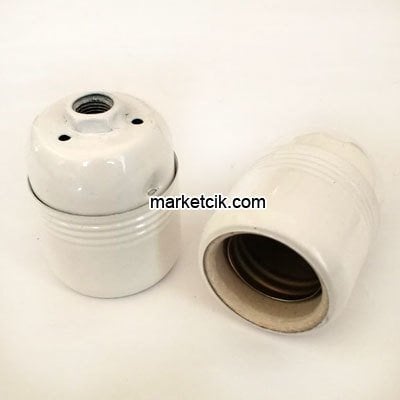 Marketcik Dekoratif E27 Beyaz Metal Porselen Duy, Standart Avize Ampul Abajur Duyu