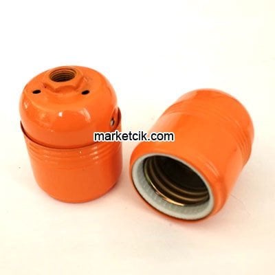 Marketcik Dekoratif E27 Turuncu Metal Porselen Duy, Standart Avize Ampul Abajur Duyu