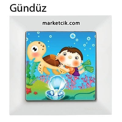 Mutlusan Candela Kids Caretta Beyaz Tekli Anahtar Priz