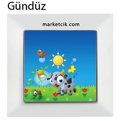 Mutlusan Candela Kids Cow Beyaz Tekli Anahtar Priz
