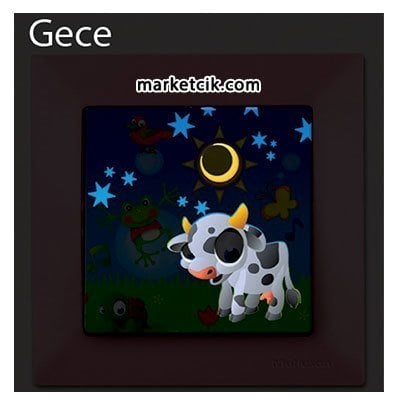 Mutlusan Candela Kids Cow Beyaz Tekli Anahtar Priz