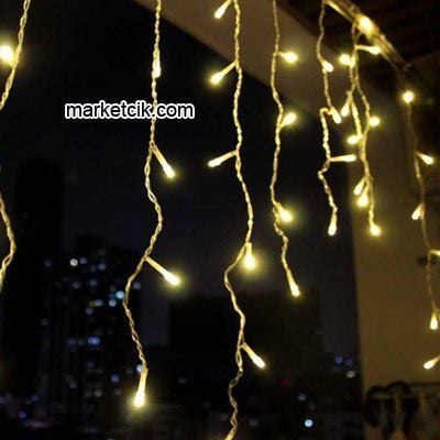 Marketcik İç Mekan 2 Metre 40x60x80cm Saçak Led Perde Sabit-Çakarlı Işık Siyah Kablo